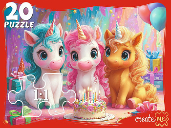 Пазлы (20эл) фигурные Праздничные единороги Ф20-3170
