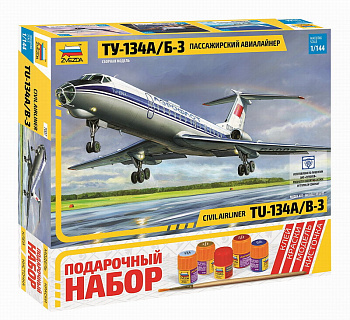 Авиалайнер Ту-134 А/Б-3 7007ПН (подар.набор Звезда)