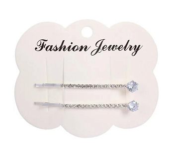 Невидимки для волос 2шт "Кристалы Агоры", стразики, цвет серебро, 6см (блистер и пакет с подвесом) 5