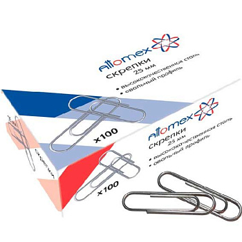 Скрепки 25мм 100шт. ATTOMEX 4135300  оцинк., овал. к/к