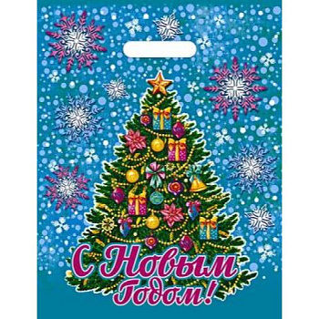 Пакет НГ с проруб.ручкой 30*40/30мкм ПВД Нарядная зима