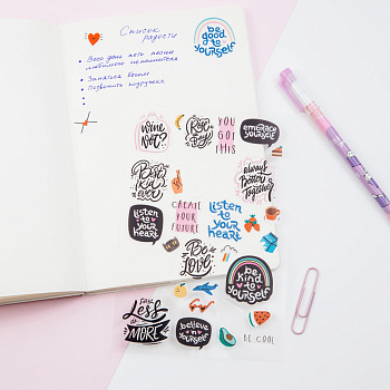 Наклейки ПВХ MESHU "Be cool", 10*21см, 31 наклейка, инд. уп., европодвес MS_4272