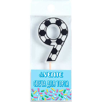 Свеча-цифра д/торта "9" deVENTE "Футбол" 9060927, 5*3,5*0,8см,пластик./к,е/подве