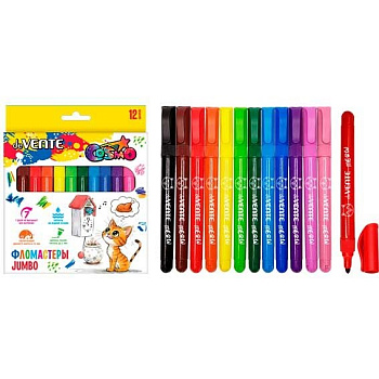 Фломастеры УТОЛЩ. 12цв. deVENTE "Cosmo.Jumbo" 5081645 кругл.корп.10*139мм,невент.колп.,к/к