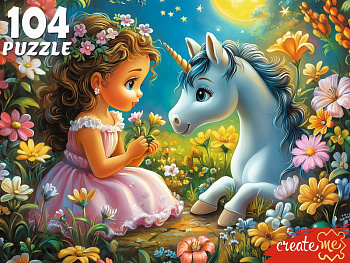Пазлы (104эл) Маленькая принцесса и единорог УК104-6615