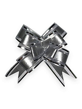 Бант-бабочка Узор (3см) серебряный с серебряной окантовкой (органза) БЛ-6878