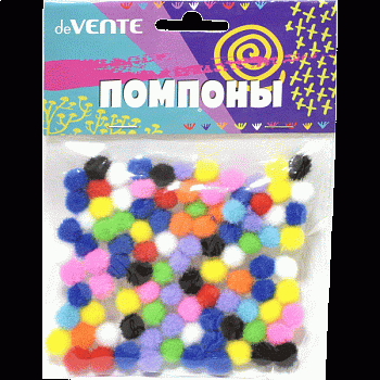 Набор д/творчества deVENTE "Помпоны" 8000800 100шт.,10мл.,пластик.пакет,асс.
