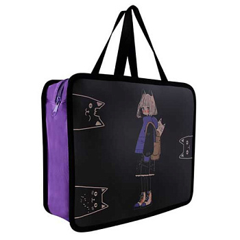 Папка пластик,с ручками А4+ КОКОС "Cat lover" 250928 на молн.