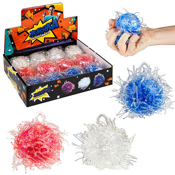 Жмяка-антистресс Шар с мелк.шариками (8см,3вид,12шт/уп) Т23434