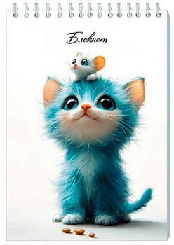 Блокнот А5  32л. АППЛИКА спираль "Котёнок и мышонок" С1496-28 клетка