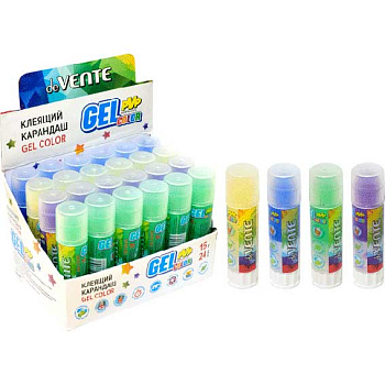 Клей-карандаш 15гр. deVENTE "Color Gel" 4042056 гелев.цв.п/прозр.,4цв.асс.