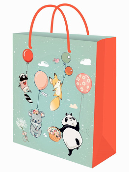 Пакет подарочный с глянц.лам. (26,4х32,7x8см) (L) Летящая компания ППК-7868 